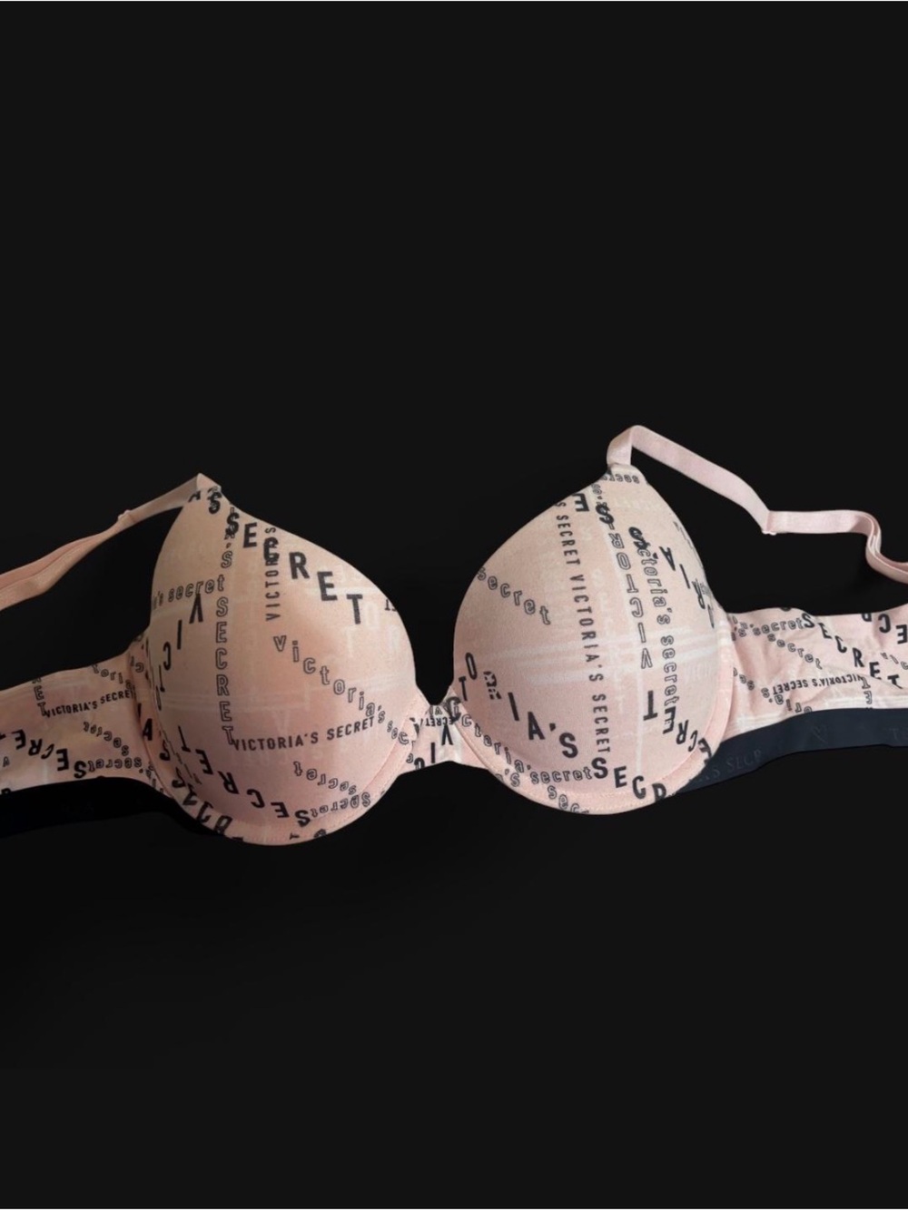 Victoria's Secret Pink & Black Logo Molded Push-Up Bra
